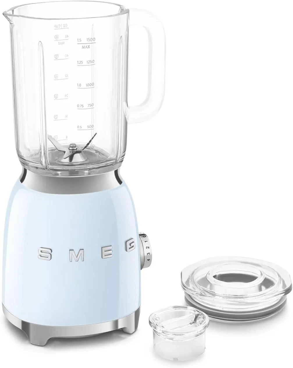 SMEG BLF03 Retro Style Blender – 600W Countertop Blender with 48 oz BPA-Free Jug, 3 Speeds   Pulse, Ice Crush & Smoothie Functions – 50s-Inspired Design-Pastel Blue