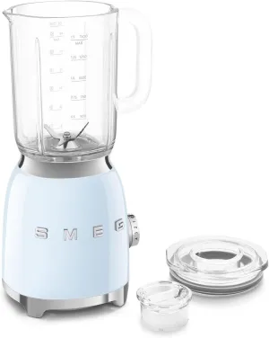 SMEG BLF03 Retro Style Blender – 600W Countertop Blender with 48 oz BPA-Free Jug, 3 Speeds   Pulse, Ice Crush & Smoothie Functions – 50s-Inspired Design-Pastel Blue