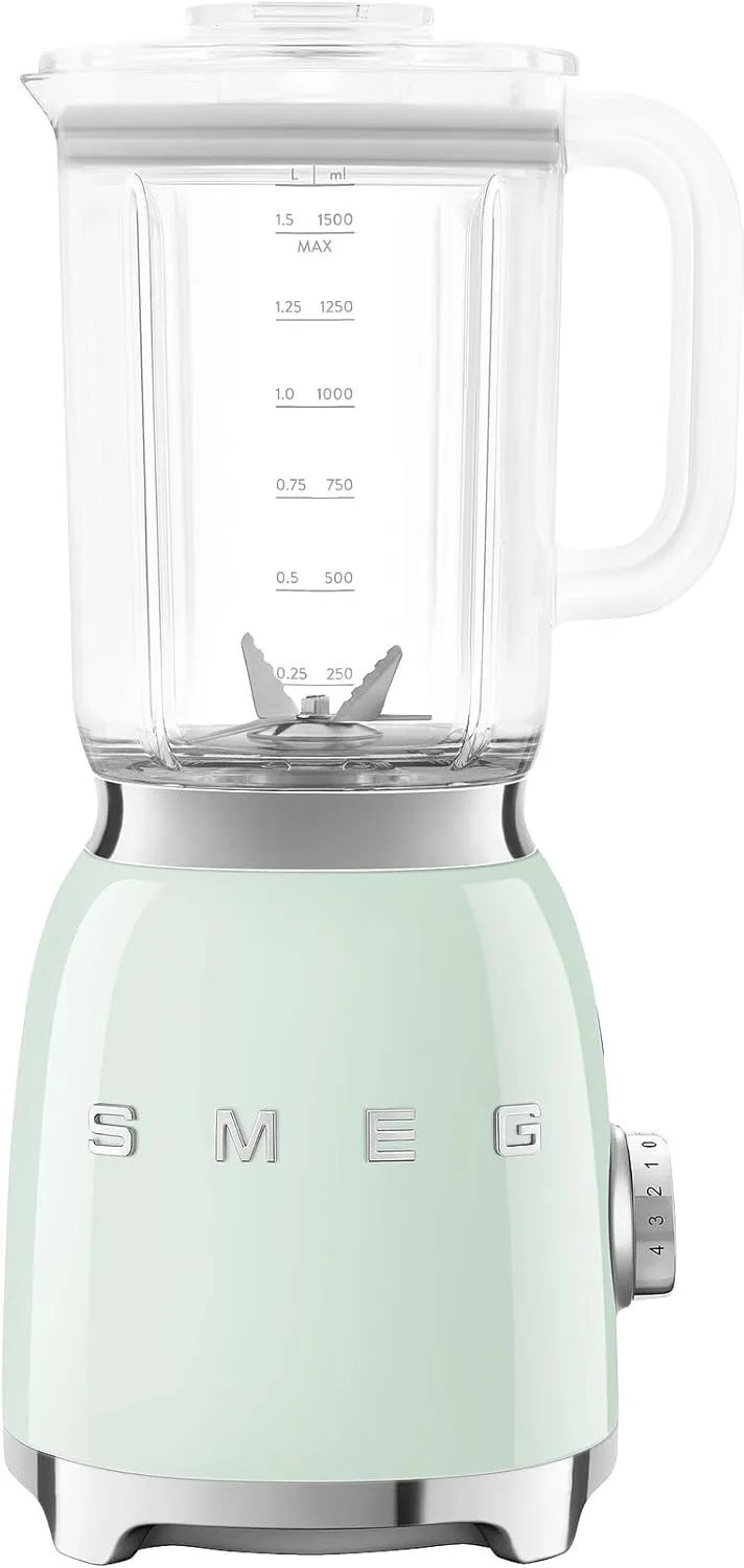 SMEG BLF03 Retro Style Blender – 600W Countertop Blender with 48 oz BPA-Free Jug, 3 Speeds   Pulse, Ice Crush & Smoothie Functions – 50s-Inspired Design-Pastel Green