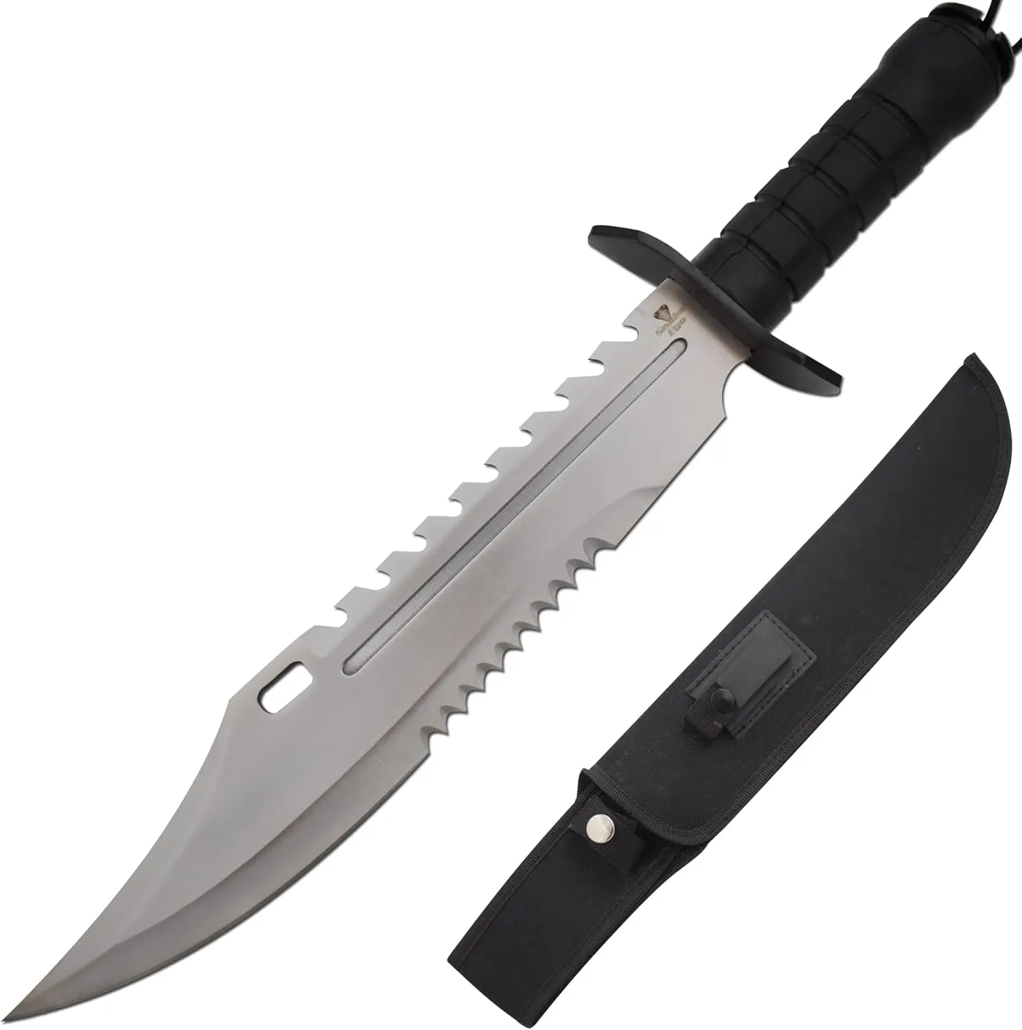 Snake Eye Tactical Fix Blade Rambo Style Survival Hunting Outdoor Knife With Nylon Sheath (Black)