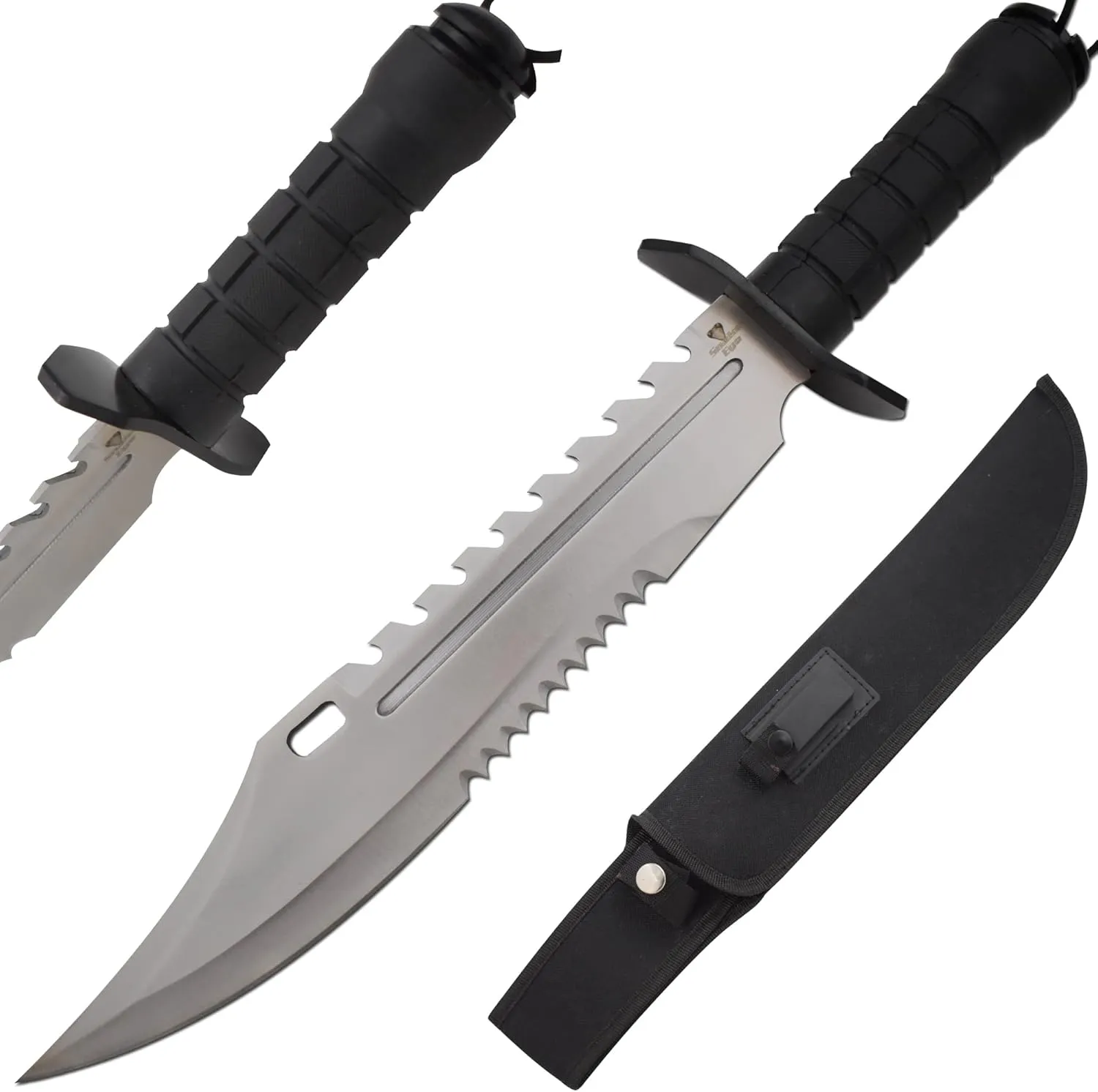 Snake Eye Tactical Fix Blade Rambo Style Survival Hunting Outdoor Knife With Nylon Sheath (Black)