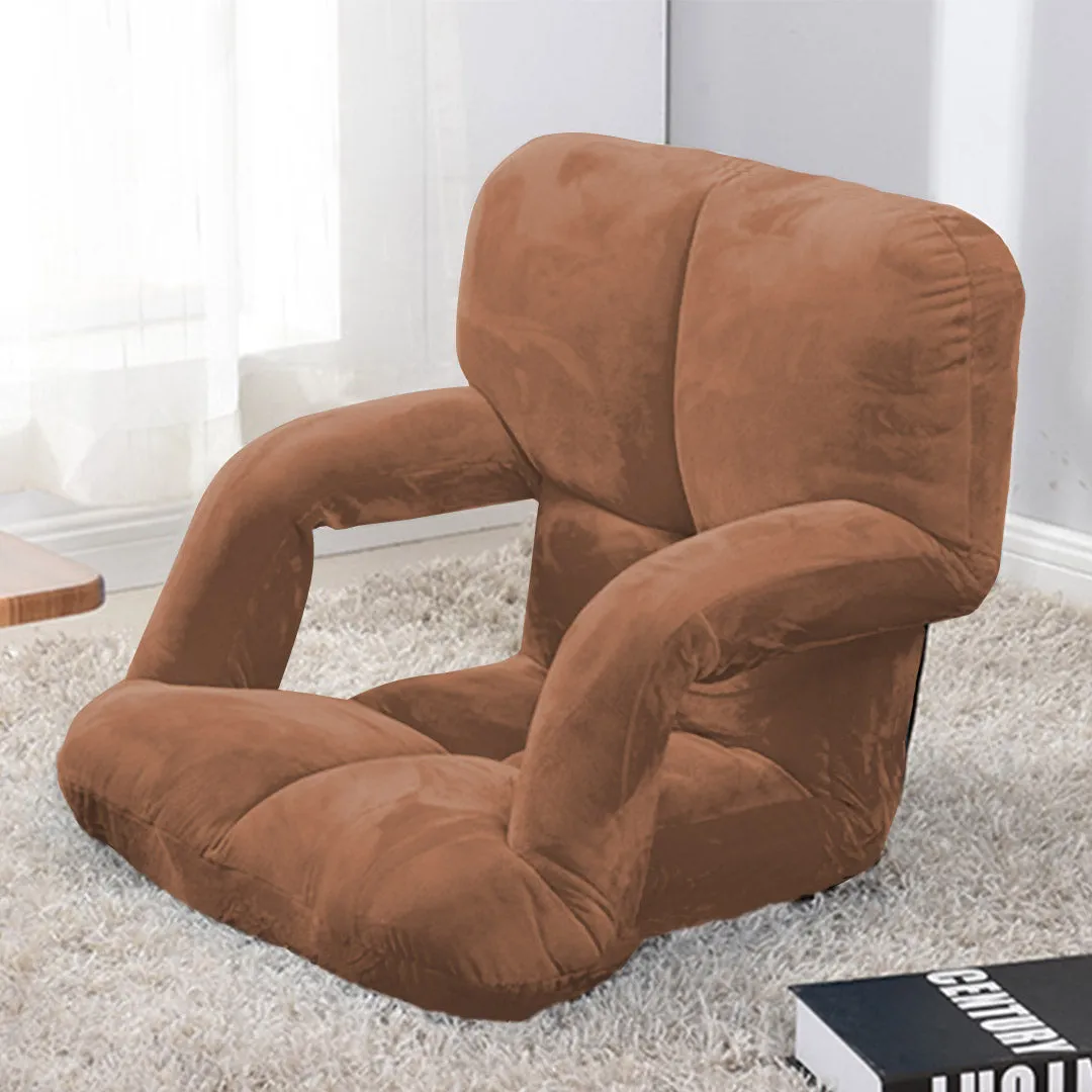 SOGA 2X Foldable Lounge Cushion Adjustable Floor Lazy Recliner Chair with Armrest Coffee