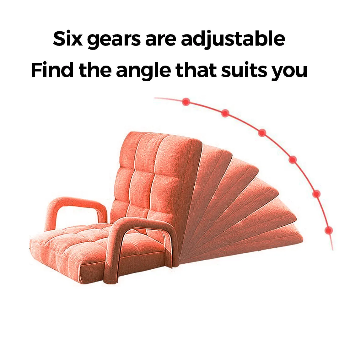 SOGA 4X Foldable Lounge Cushion Adjustable Floor Lazy Recliner Chair with Armrest Orange