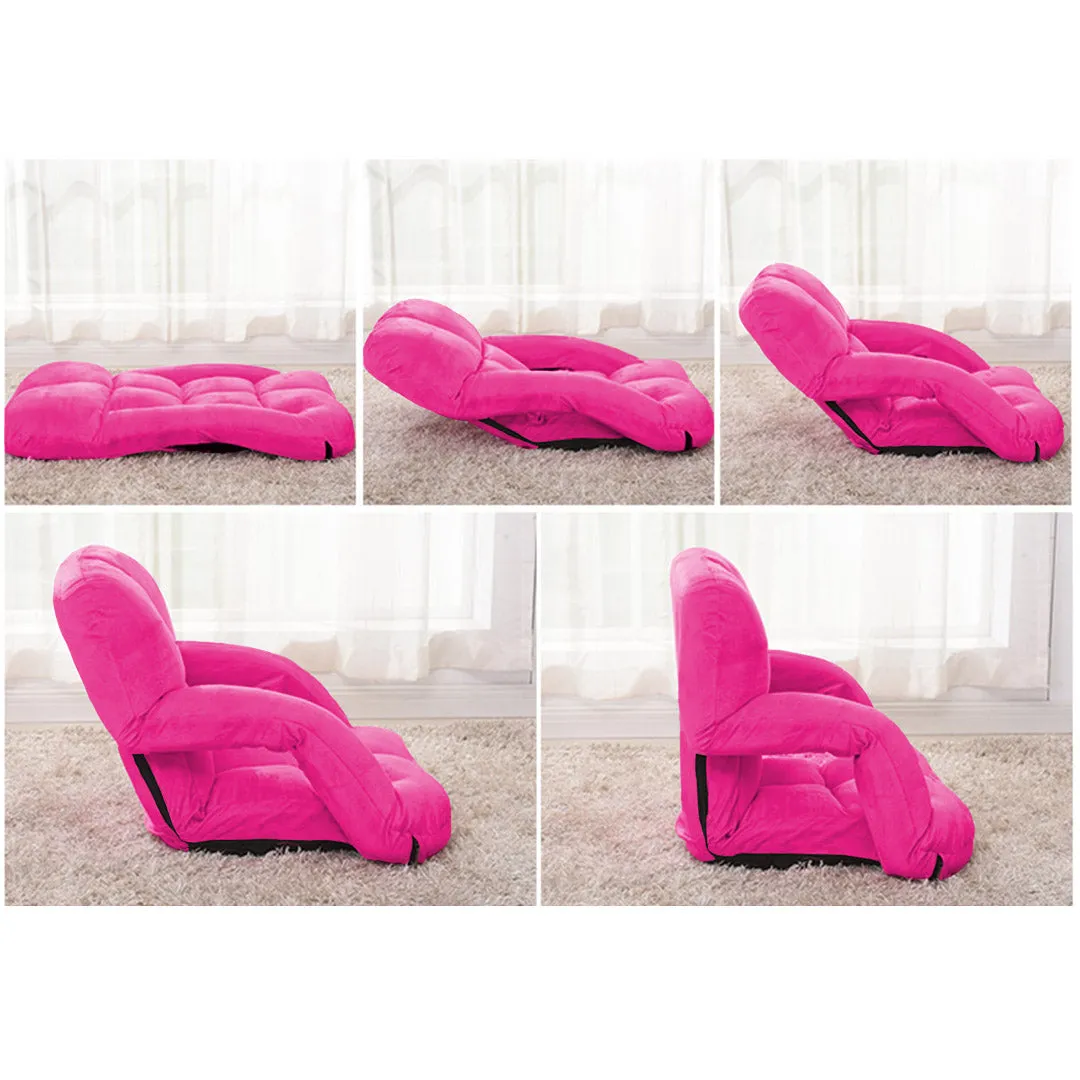 SOGA 4X Foldable Lounge Cushion Adjustable Floor Lazy Recliner Chair with Armrest Pink - Kid