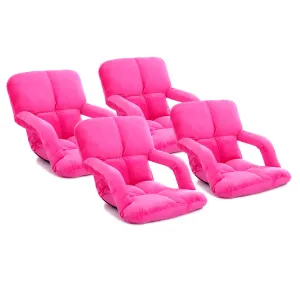 SOGA 4X Foldable Lounge Cushion Adjustable Floor Lazy Recliner Chair with Armrest Pink - Kid