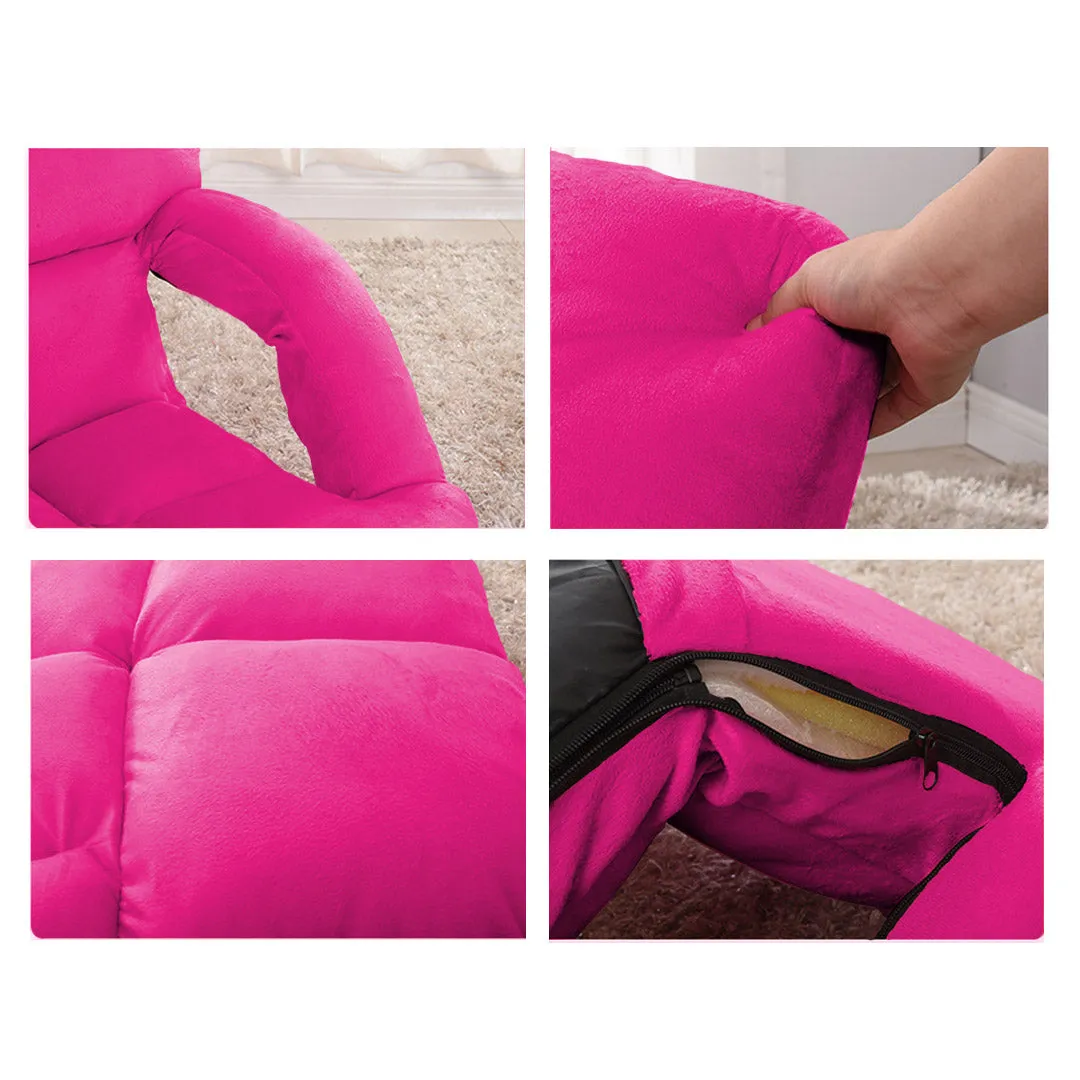 SOGA 4X Foldable Lounge Cushion Adjustable Floor Lazy Recliner Chair with Armrest Pink - Kid