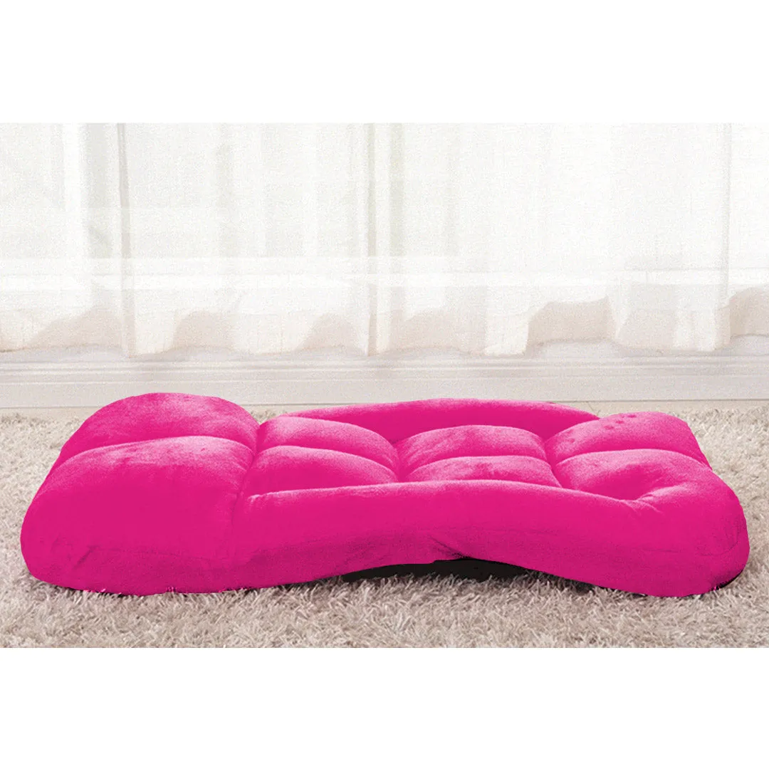 SOGA 4X Foldable Lounge Cushion Adjustable Floor Lazy Recliner Chair with Armrest Pink - Kid