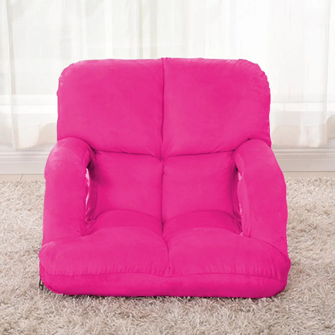 SOGA 4X Foldable Lounge Cushion Adjustable Floor Lazy Recliner Chair with Armrest Pink - Kid
