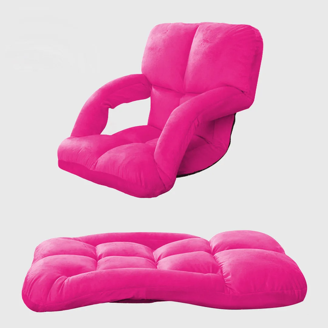 SOGA 4X Foldable Lounge Cushion Adjustable Floor Lazy Recliner Chair with Armrest Pink - Kid