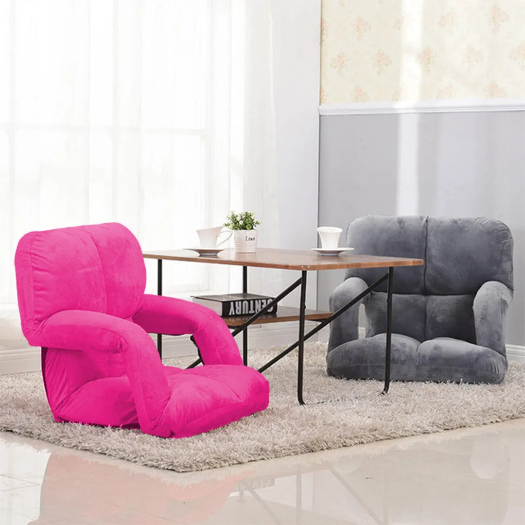 SOGA 4X Foldable Lounge Cushion Adjustable Floor Lazy Recliner Chair with Armrest Pink - Kid