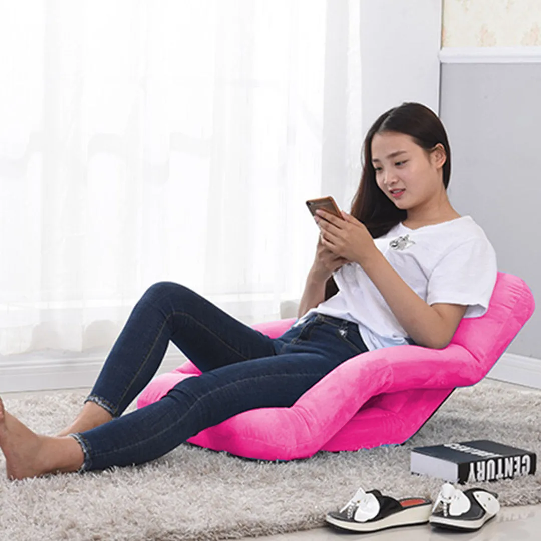 SOGA 4X Foldable Lounge Cushion Adjustable Floor Lazy Recliner Chair with Armrest Pink - Kid