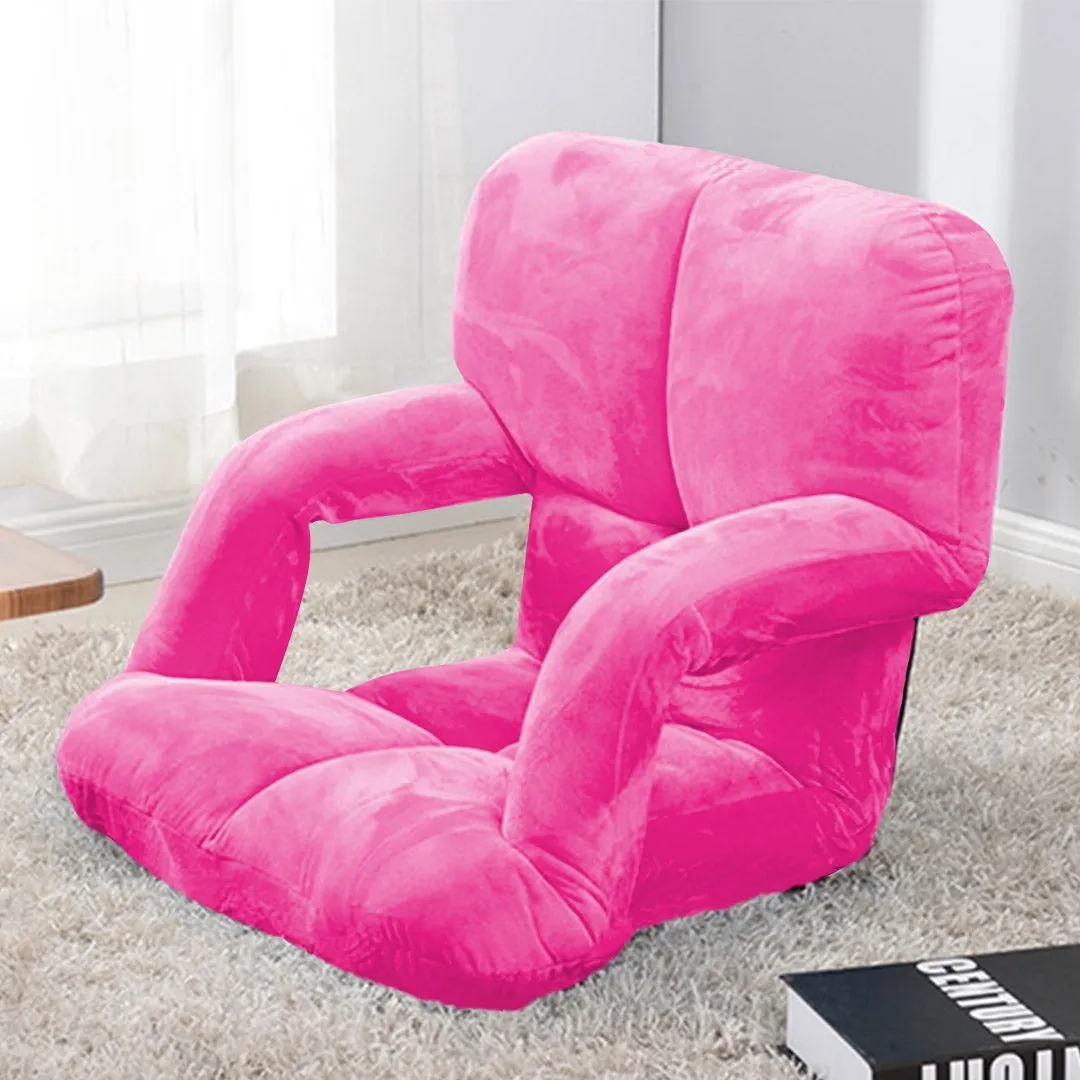 SOGA 4X Foldable Lounge Cushion Adjustable Floor Lazy Recliner Chair with Armrest Pink - Kid