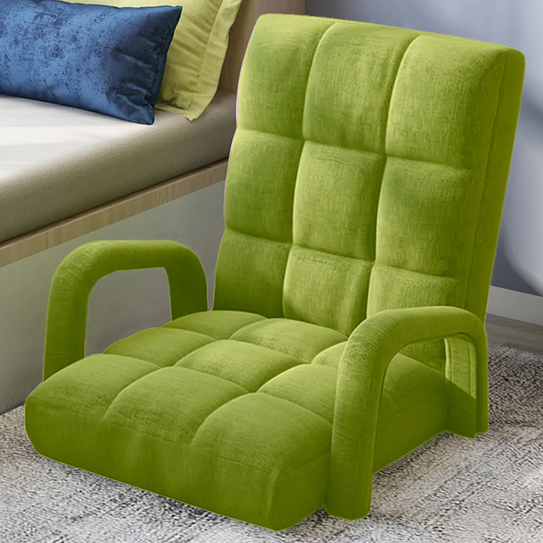 SOGA 4X Foldable Lounge Cushion Adjustable Floor Lazy Recliner Chair with Armrest Yellow Green