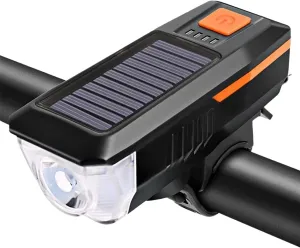 Solar Bicycle Front Light Rechargeable Lamp Bike Horn Light Bicycle Lantern Headlight Cycling Flashlight Bicycle Accessories