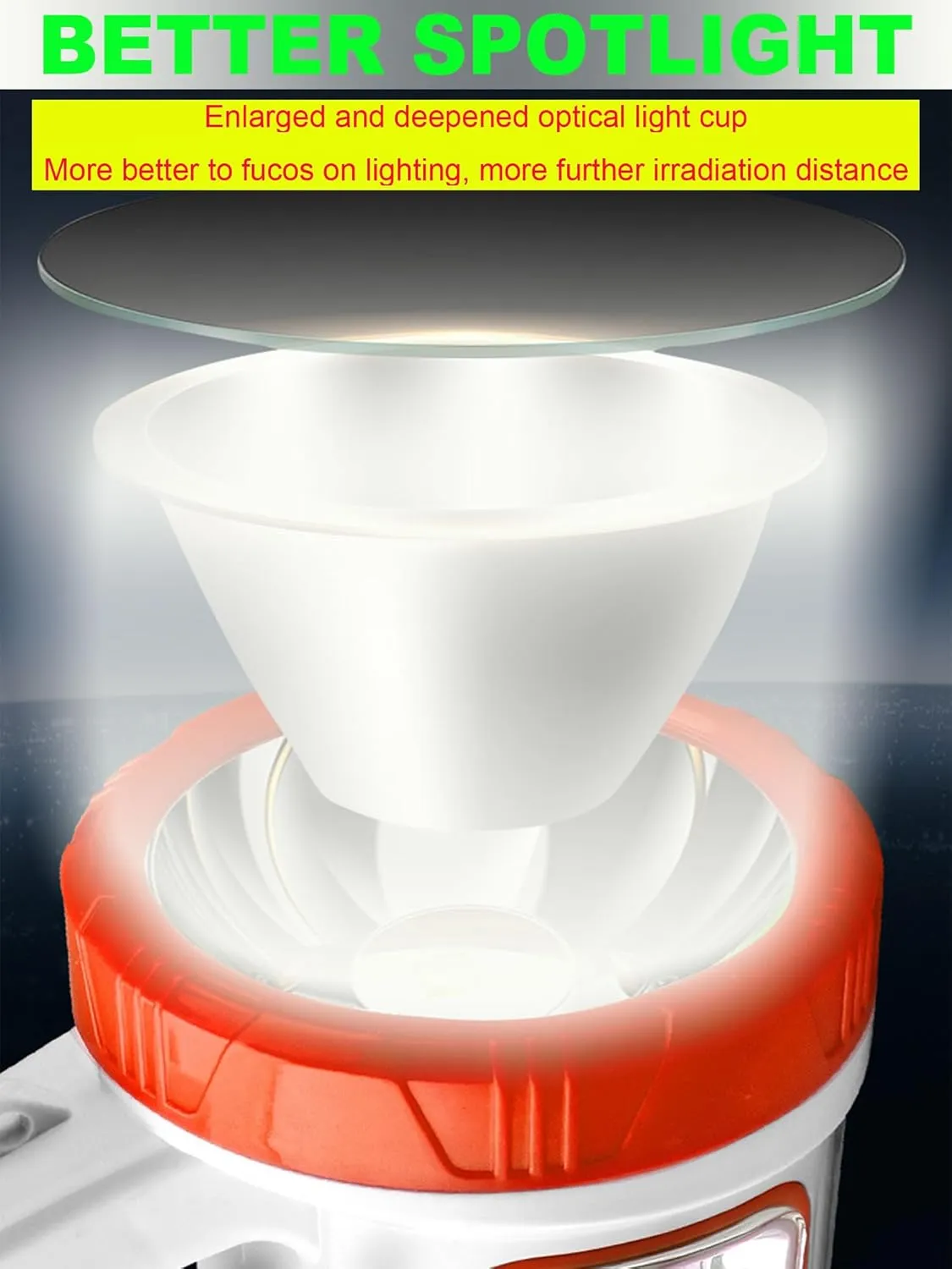 Solar Rechargeable LED Lantern Spotlights, Super Bright 10000LM Handheld LED Searchlight, Multifunction Camping Lantern Flashlight Work Light, 5 Light Modes, Waterproof