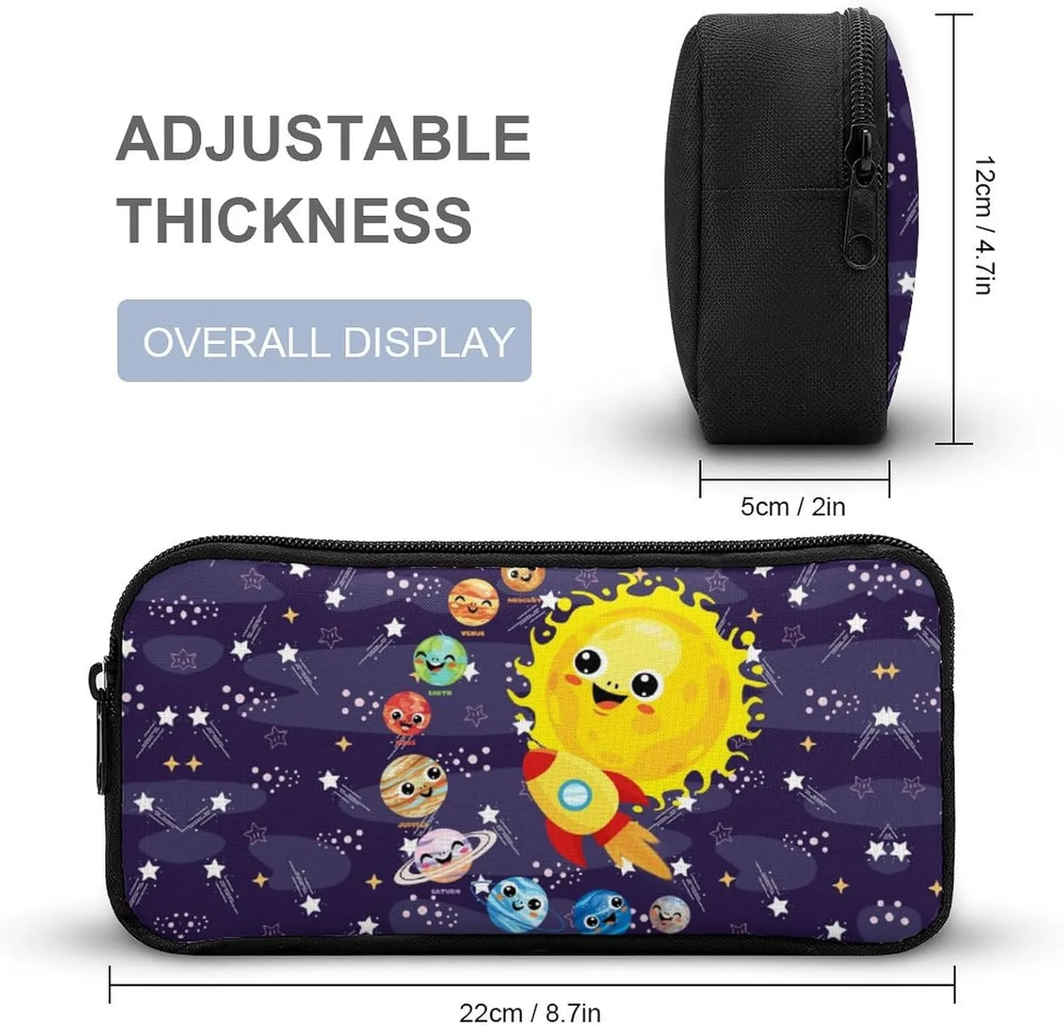 Solar System Backpack with Lunch Box & Pencil Case for Kids Girls Boys School, 16 Inch Cute Planet Bookbag, School Backpack for Students Children, Lightweight, Large Capacity