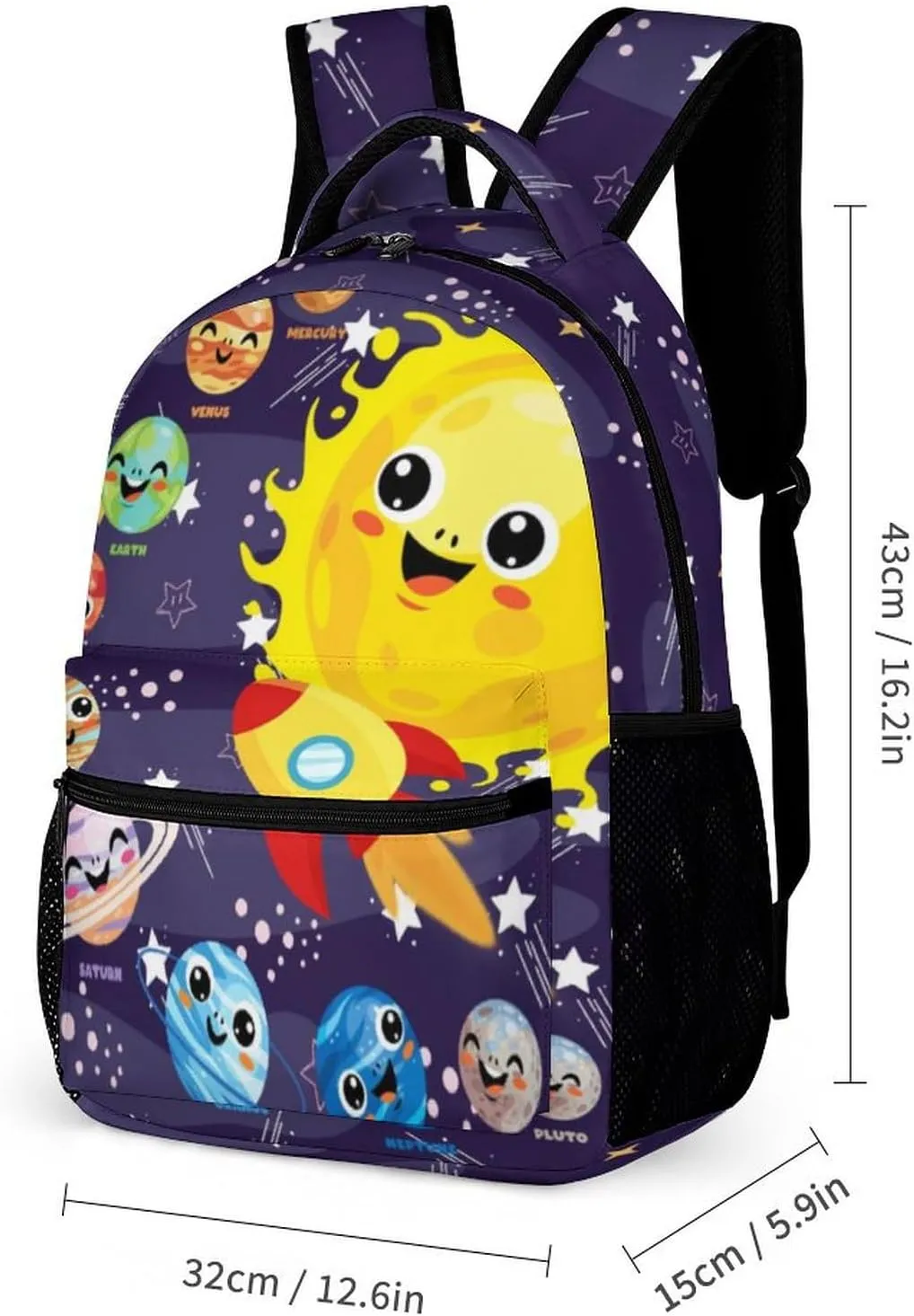 Solar System Backpack with Lunch Box & Pencil Case for Kids Girls Boys School, 16 Inch Cute Planet Bookbag, School Backpack for Students Children, Lightweight, Large Capacity