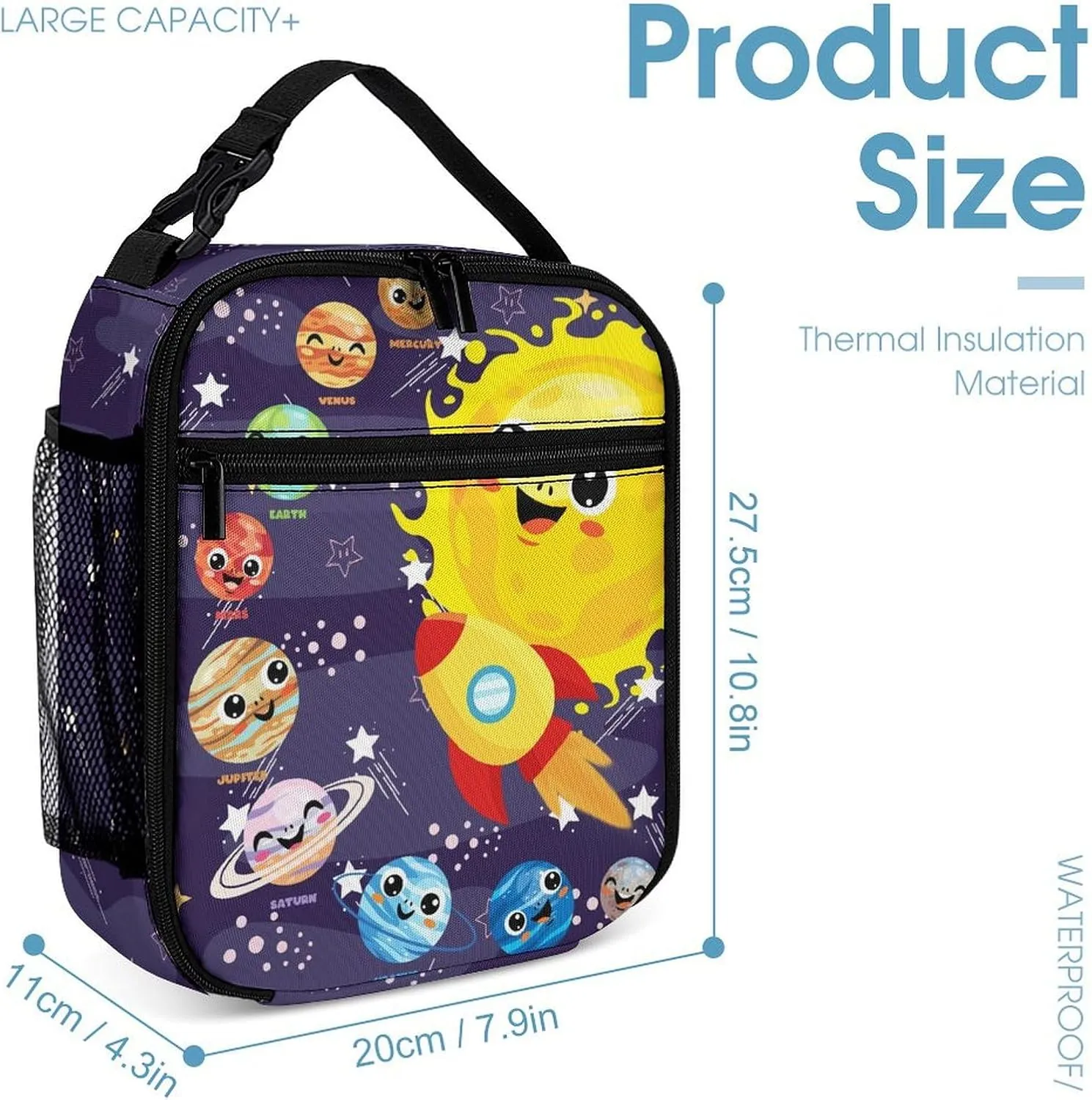 Solar System Backpack with Lunch Box & Pencil Case for Kids Girls Boys School, 16 Inch Cute Planet Bookbag, School Backpack for Students Children, Lightweight, Large Capacity