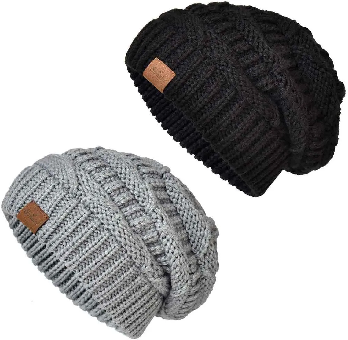 Somaler Knit Beanie Hat for Women Oversize Chunky Winter Slouchy Beanie Hats Ski Cap