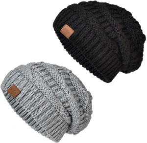 Somaler Knit Beanie Hat for Women Oversize Chunky Winter Slouchy Beanie Hats Ski Cap