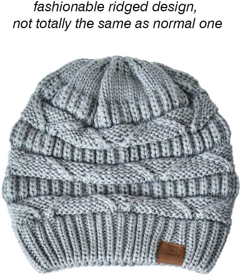 Somaler Knit Beanie Hat for Women Oversize Chunky Winter Slouchy Beanie Hats Ski Cap