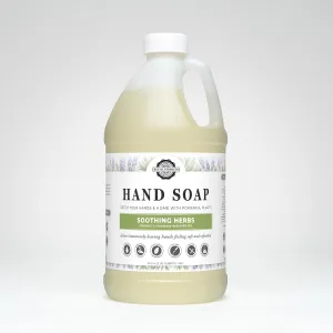 Soothing Herbs Plant-Based Liquid Hand Soap, Non-Drying Hypoallergenic for Sensitive Skin | Sustainable Bulk Refill Size Half Gallon (64oz) Jug