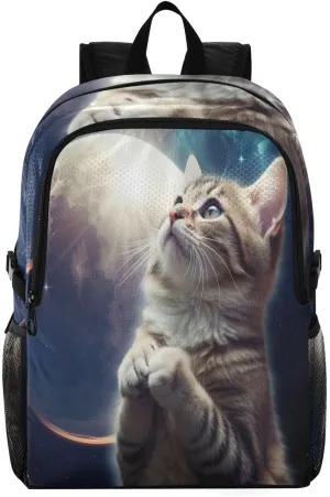 Space Cat Pray Backpack 22L Foldable Daypack for Men Women Travel Camping