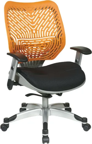 SPACE SEATING REVV Self Adjusting SpaceFlex Tang Backrest Support and Padded Raven Mesh Seat with Adjustable Arms and Platinum Finish Base Managers Chair