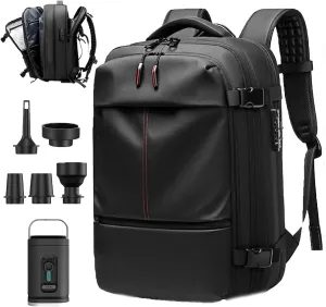 Space Vac Pro Backpack, 60l Expandable Vacpack Backpack with Pump, Anti Theft, Vacuum Travel Backpacks, Flight Approved (Black)
