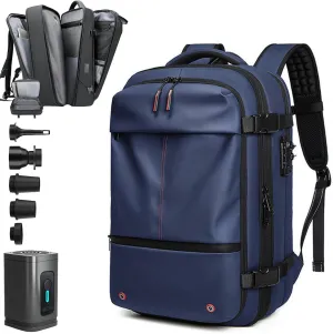 Space Vac Pro Backpack, Space Vac Backpack, 60L Large Vacuum Travel Back Pack With Pump, Flight Approved 13x8x19 in (Blue)