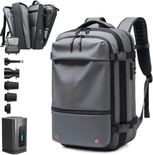 Space Vac Pro Backpack, Space Vac Backpack, 60L Large Vacuum Travel Back Pack With Pump, Flight Approved 13x8x19 in (Gray)
