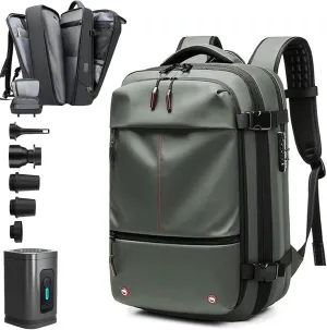 Space Vac Pro Backpack, Space Vac Backpack, 60L Large Vacuum Travel Back Pack With Pump, Flight Approved 13x8x19 in (Green)