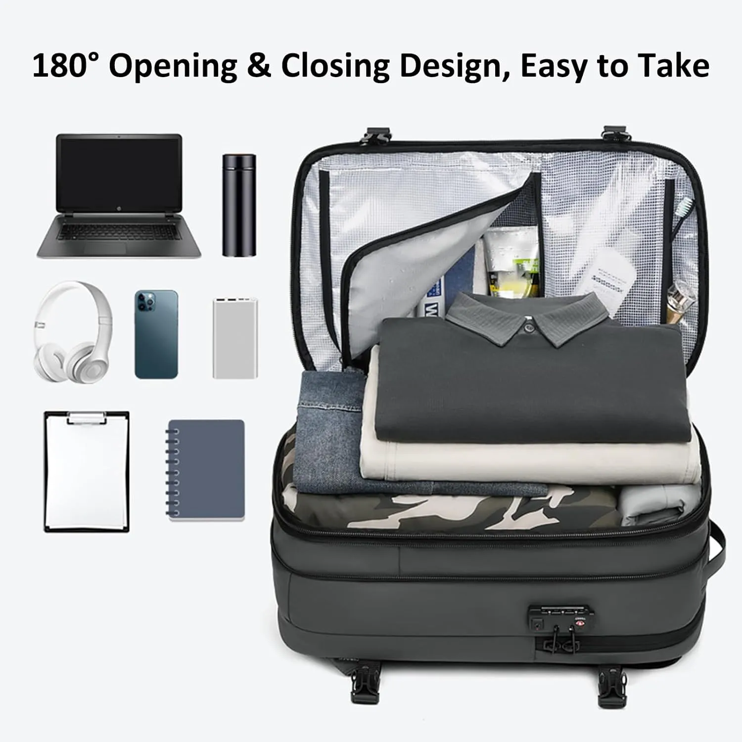 Space Vac Pro Backpack, Vacpack Backpack with Vacuum Compression, 60L Large Capacity Waterproof Anti-Theft Travel Bag (Gray)