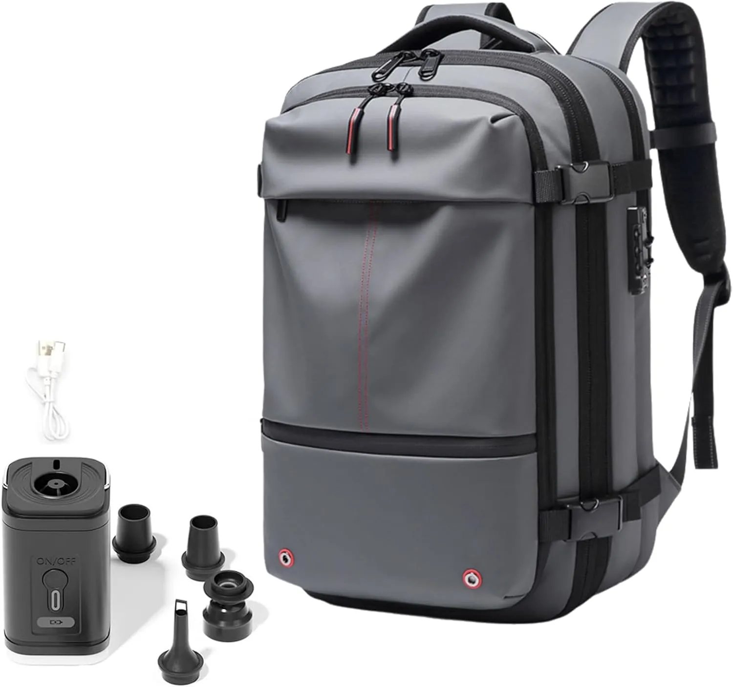 Space Vac Pro Backpack, Vacpack Backpack with Vacuum Compression, 60L Large Capacity Waterproof Anti-Theft Travel Bag (Gray)