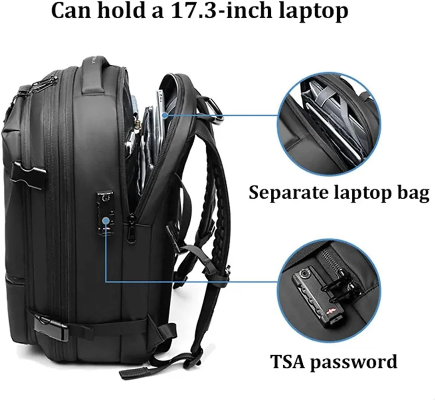 Space Vac Pro Backpack, Vacuum Backpack Travel with Pump, 60l Large-Capacity Travel Expandable with Compression (Black)