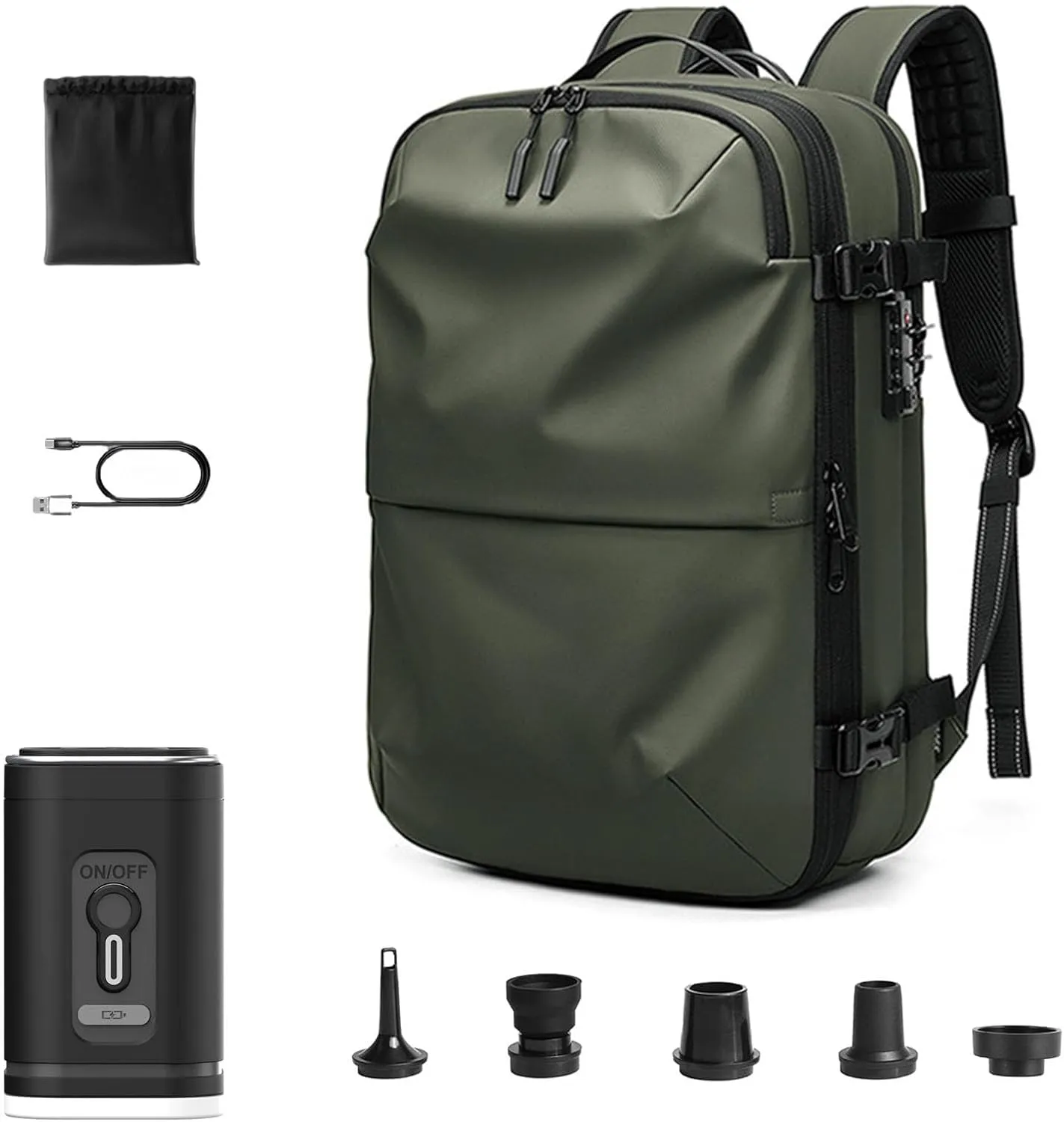 Space Vac Pro Vacuum Backpack Travel Bag,Voyagevac Vacuum Air Seal Compression Travel Expandable Backpack (Green)