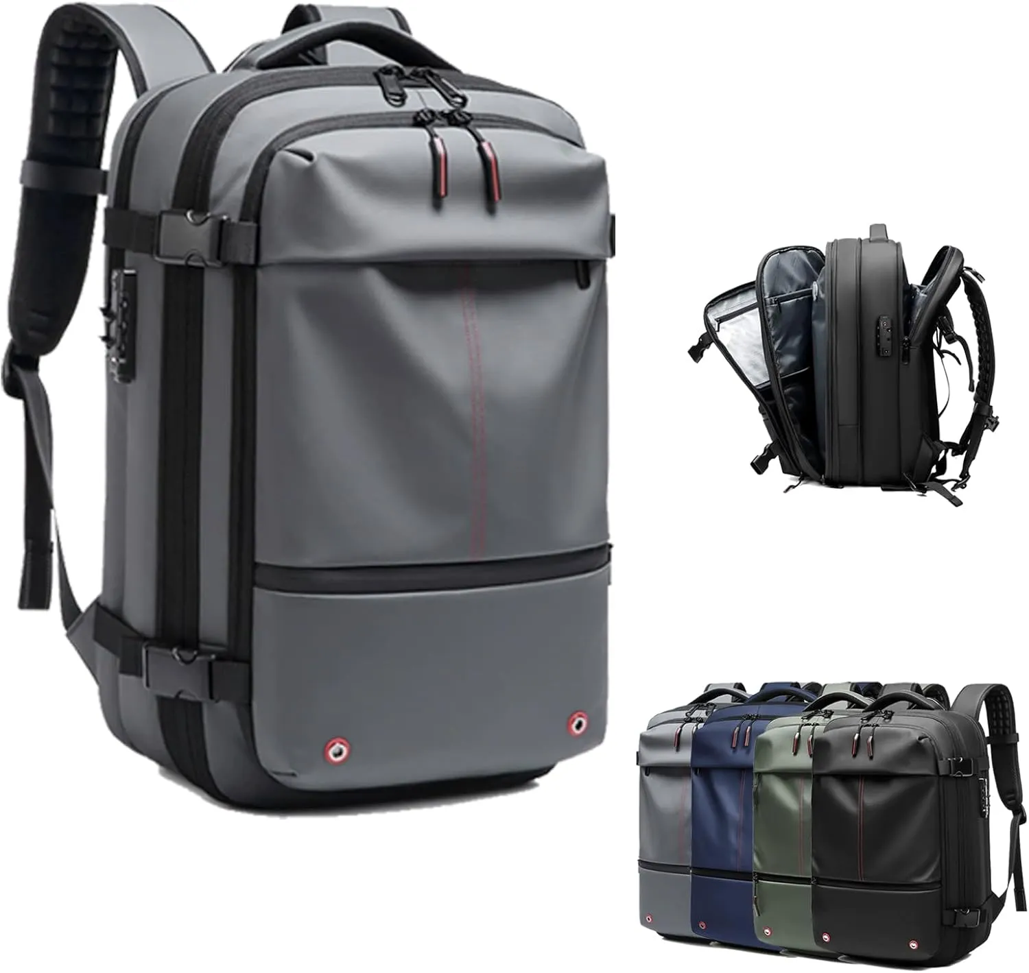 Spacevac Pro Backpack, Air Vacpack Backpack with Vacuum Seal Compression, 60L Expandable Easy Vac Travel Bag with Pump (Grey, 60L)