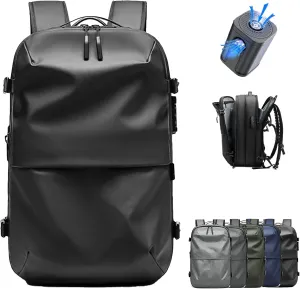 Spacevac Pro Backpack, Air Vacpack Backpack with Vacuum Seal Compression, 60L Expandable Easy Vac Travel Bag with Pump (Prestige-Black, 60L（with electric air pump）)