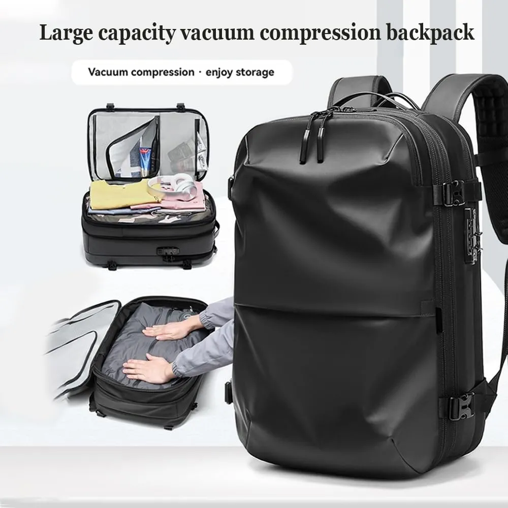 Spacevac Pro Backpack, Air Vacpack Backpack with Vacuum Seal Compression, 60L Expandable Easy Vac Travel Bag with Pump (Prestige-Blue, 60L)