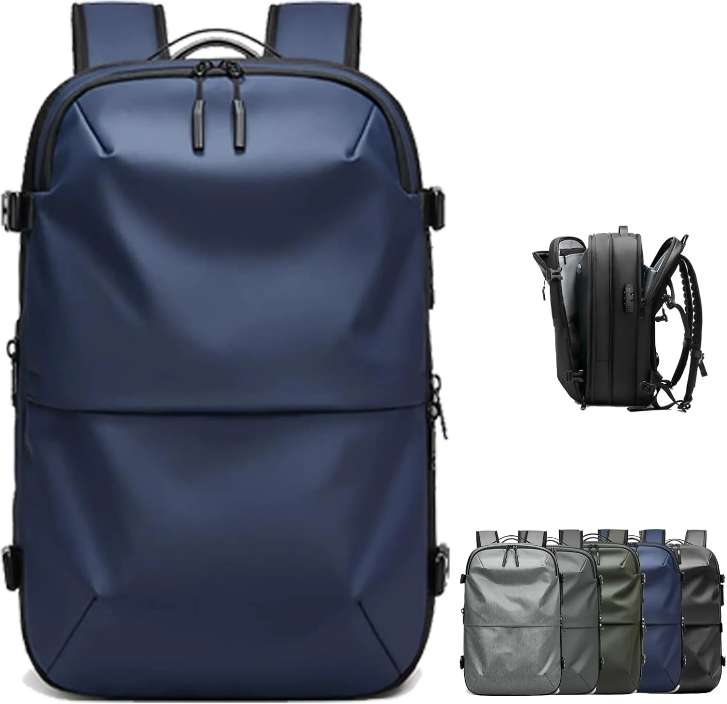 Spacevac Pro Backpack, Air Vacpack Backpack with Vacuum Seal Compression, 60L Expandable Easy Vac Travel Bag with Pump (Prestige-Blue, 60L)