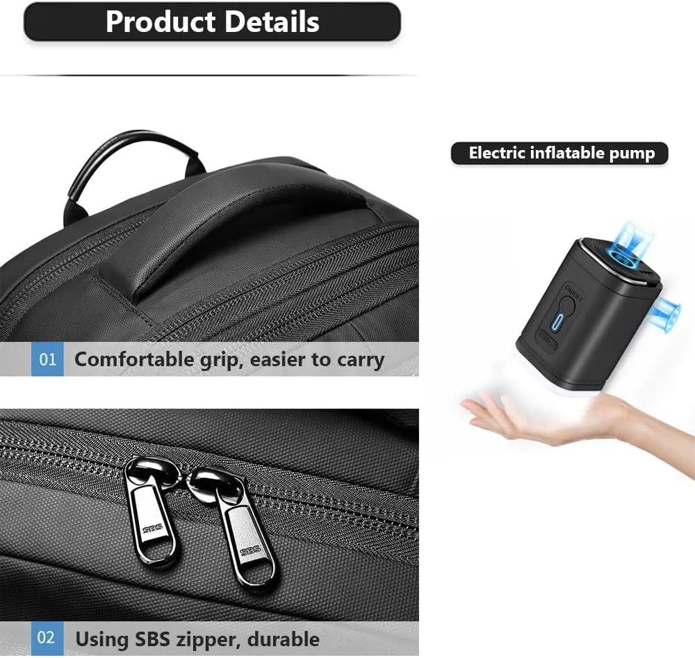 Spacevac Pro Backpack, Air Vacpack Backpack with Vacuum Seal Compression, 60L Expandable Easy Vac Travel Bag with Pump (Prestige-Blue, 60L)