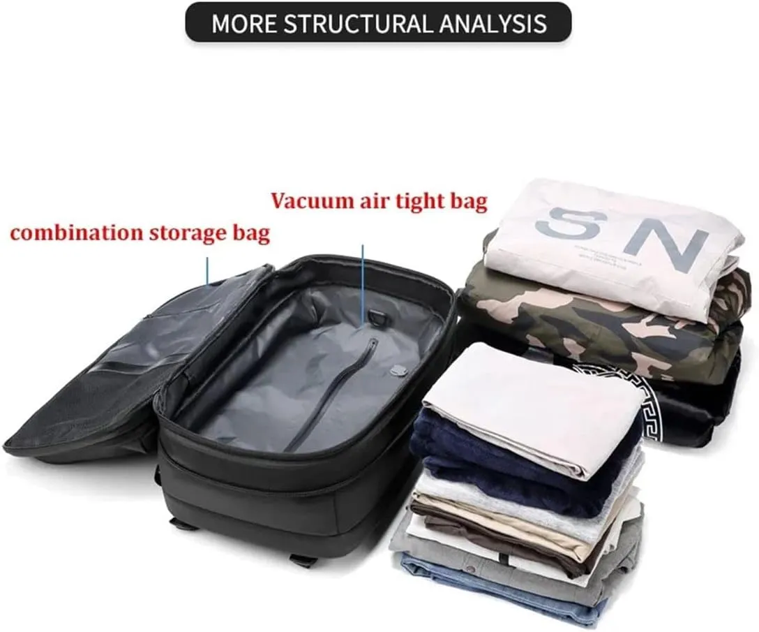 Spacevac Pro Backpack, Space Vac Pro Vacuum Compression Travel Backpack, Multifunctional Expandable Large Capacity Travel Backpack with Pump (Black Vacuum Pump)
