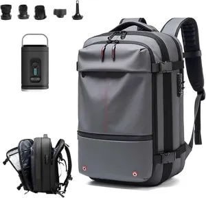Spacevac Pro Backpack, Spacevac Backpack with Pump, Vacuum Compression 60 Liters Expandable Travel Backpacks (Gray)