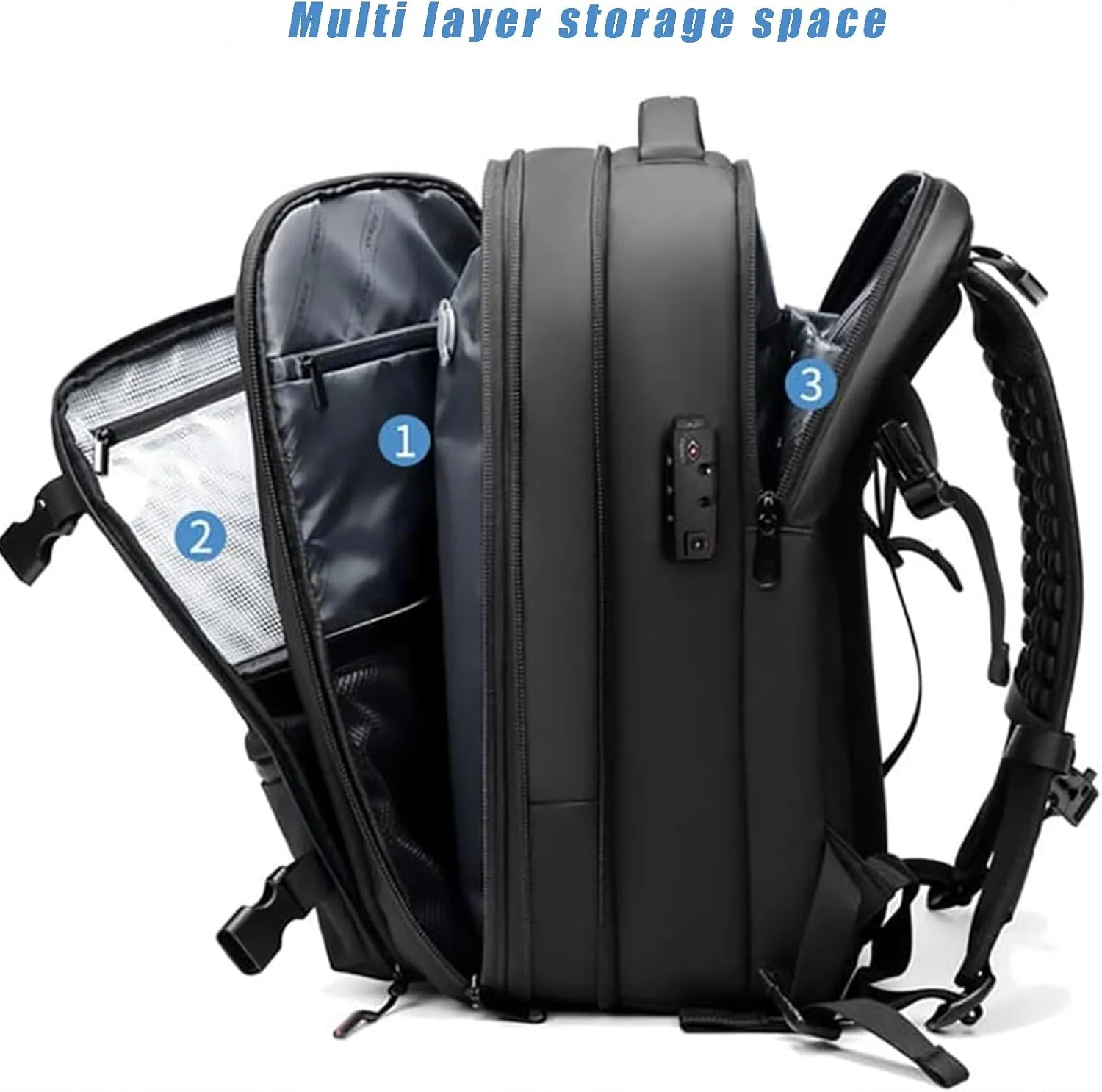 Spacevacpro Backpack, Vacpack Backpack with Pump, AirbackBackpack with Vacuum Seal Compression, Expandable to 60LBackpack with Vacuum Compression (With Air Pump) (grey)