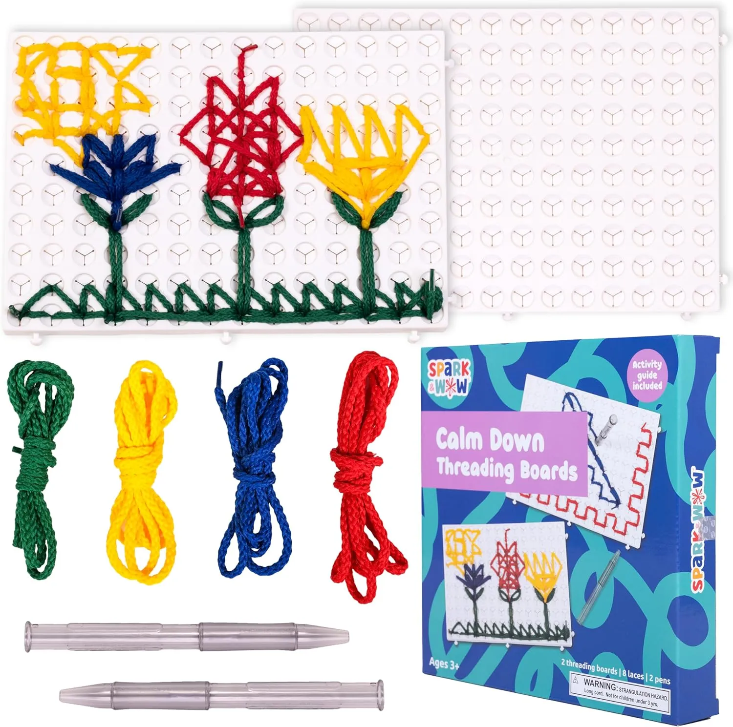SPARK & WOW Calm Down Threading Boards | Set of 2 | Sensory Board for Calming Corner | Social Emotional Learning Activities | Occupational Therapy Toys