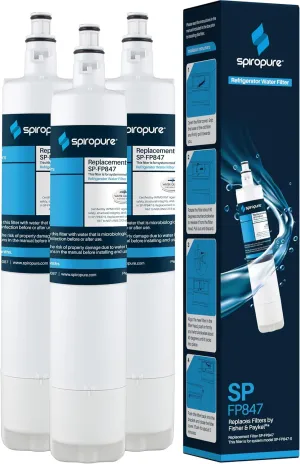 SpiroPure SP-FP847 NSF Certified Refrigerator Water Filter Compatible Replacement for Fisher Paykel 847200 Water Filter Fisher & Paykel FWC3 (3 Pack)