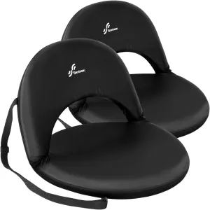 Sportneer Stadium Seats with Back Support: Extra Wide Stadium Seats for Bleachers with Shoulder Strap 2 Pack - Portable Round Bleacher Seats with 6 Reclining Positions for Camping, Sport, Event
