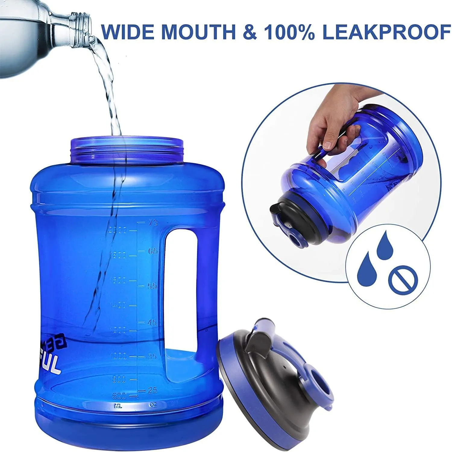 Sports Water Bottle Large 2.5L BPA-Free Drinking Big Jug