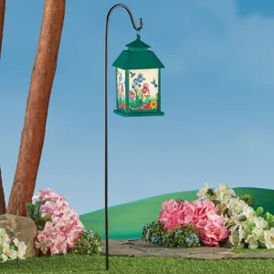 Springtime Garden Solar Lighted Outdoor Lantern with Shepherd's Hook
