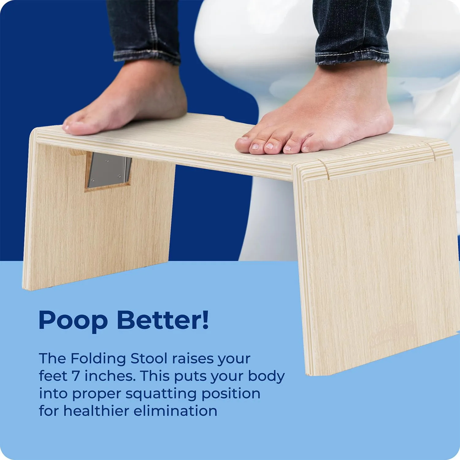 Squatty Potty Oslo Oak Folding Toilet Stool – Compact, Stylish, and Space-Saving Design for Better Bathroom Posture, Durable Oak, No Assembly Required